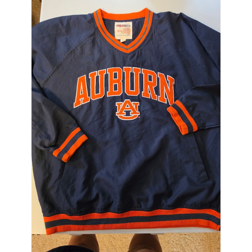 Pressbox Auburn Tigers‎ Windshirt Navy Blue Orange Pullover Large NCAA Fan Gear